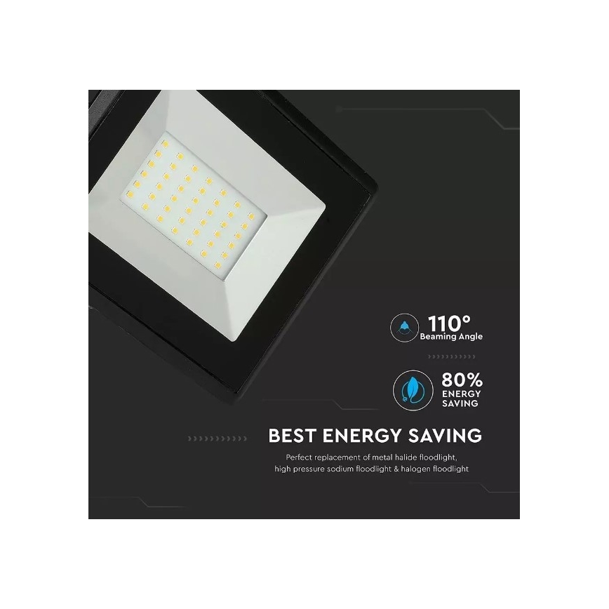 LED Reflektor LED/50W/230V IP65 3000K crna