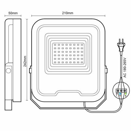 LED Reflektor PROFI LED/50W/180-265V 5000K IP65