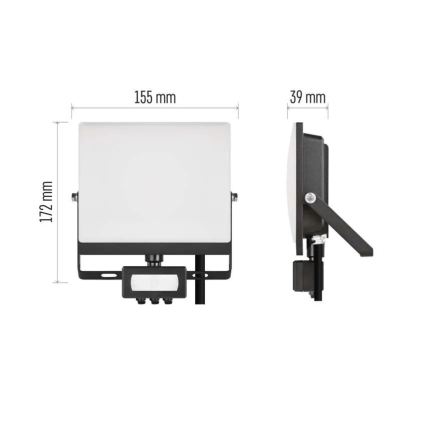 LED reflektor s senzorom pokreta i sumraka TAMBO EVO LED/30W/230V 4000K IP44 crna