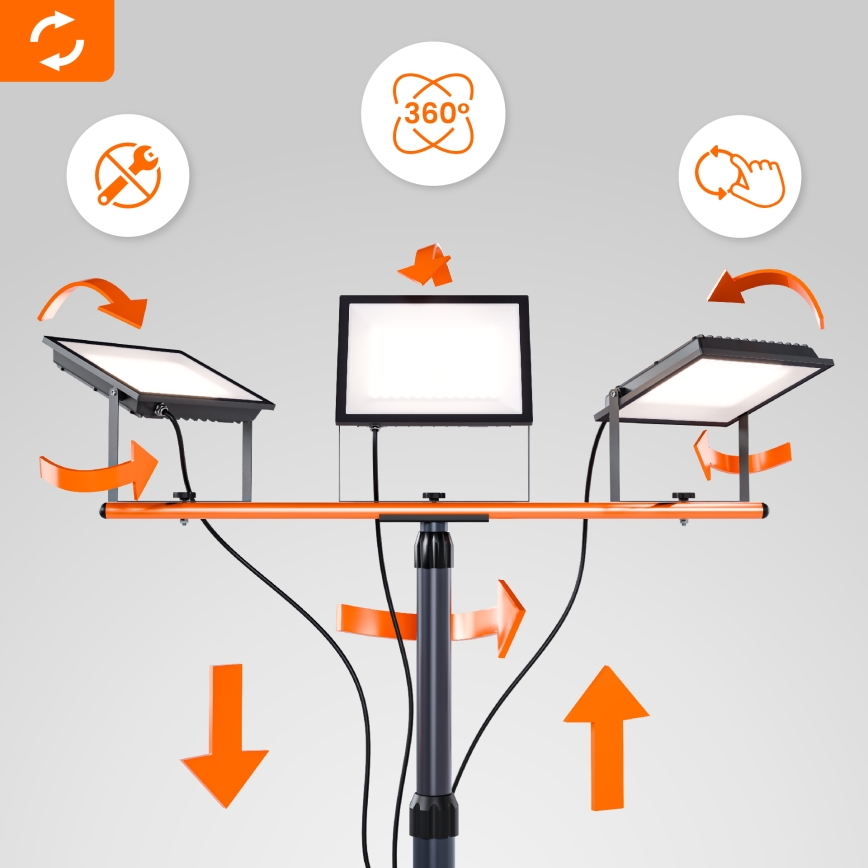 LED reflektor s postoljem 3xLED/100W/230V 4500K IP65 crna/narančasta
