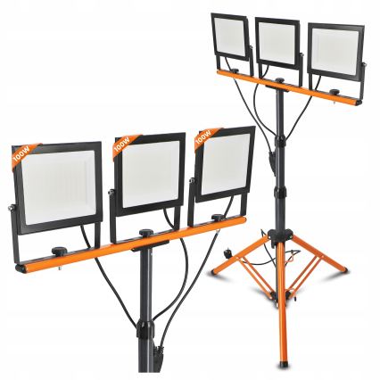 LED reflektor s postoljem 3xLED/100W/230V 4500K IP65 crna/narančasta