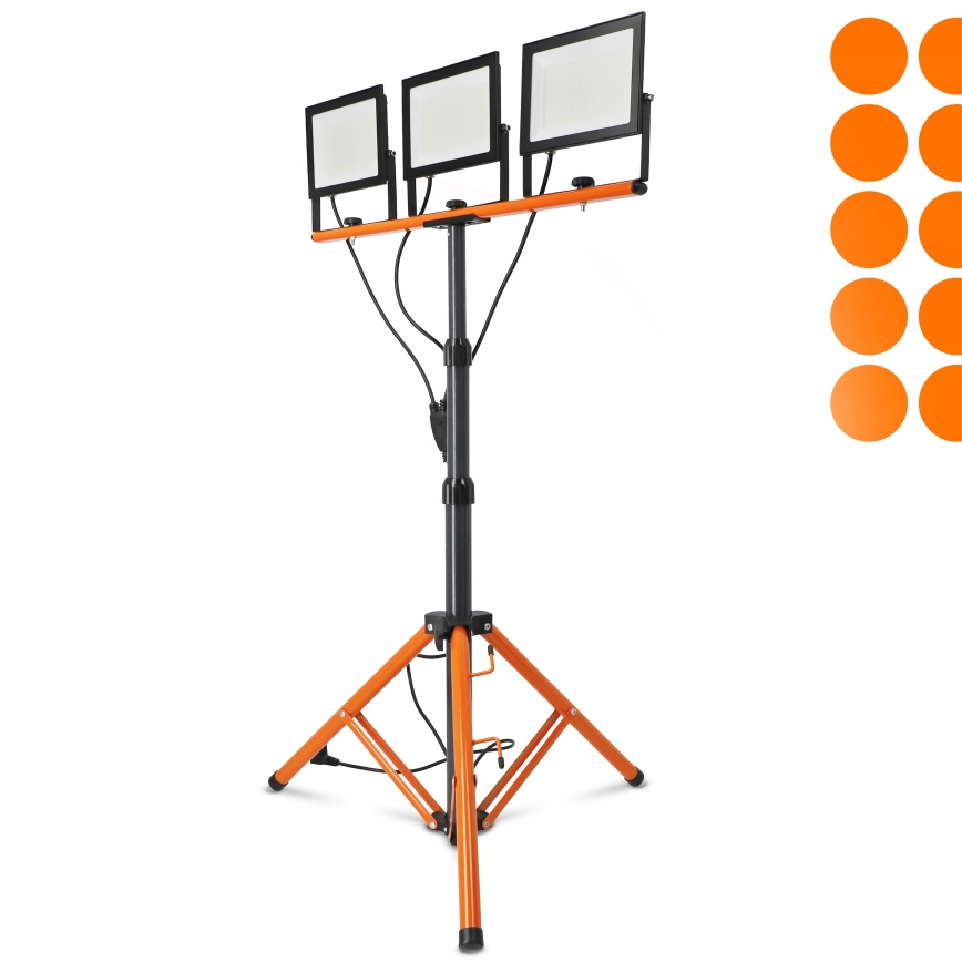 LED reflektor s postoljem 3xLED/100W/230V 4500K IP65 crna/narančasta