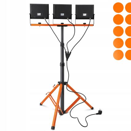 LED reflektor s postoljem 3xLED/100W/230V 4500K IP65 crna/narančasta