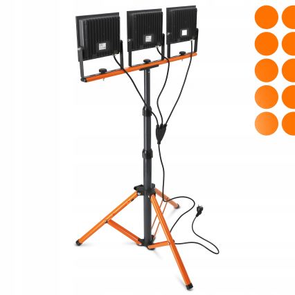 LED reflektor s postoljem 3xLED/100W/230V 4500K IP65 crna/narančasta