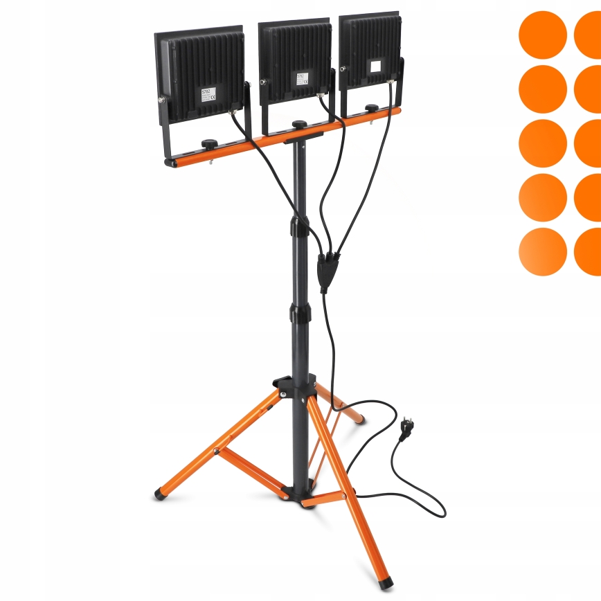 LED reflektor s postoljem 3xLED/100W/230V 4500K IP65 crna/narančasta