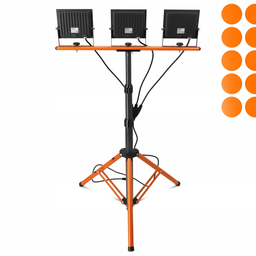 LED reflektor s postoljem 3xLED/50W/230V 4500K IP65 crna/narančasta