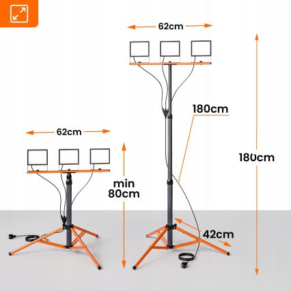 LED reflektor s postoljem 3xLED/50W/230V 4500K IP65 crna/narančasta