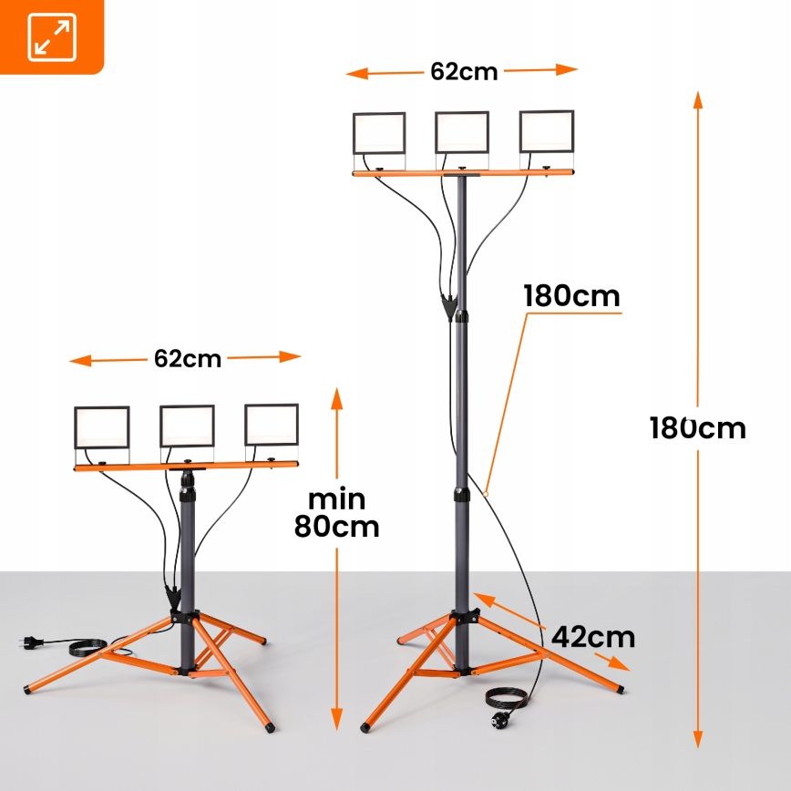 LED reflektor s postoljem 3xLED/50W/230V 4500K IP65 crna/narančasta