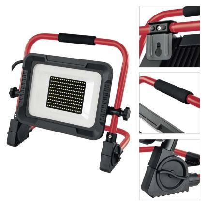LED reflektor s postoljem ELION LED/100W/230V 4000K IP65 crvena/crna