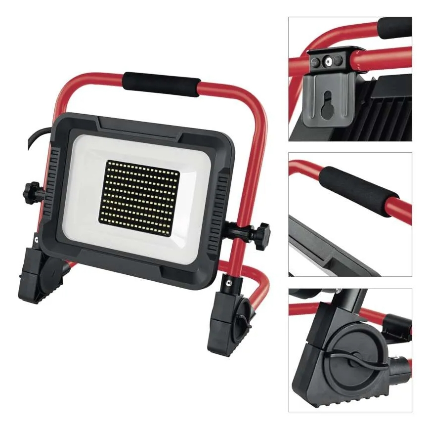 LED reflektor s postoljem ELION LED/100W/230V 4000K IP65 crvena/crna