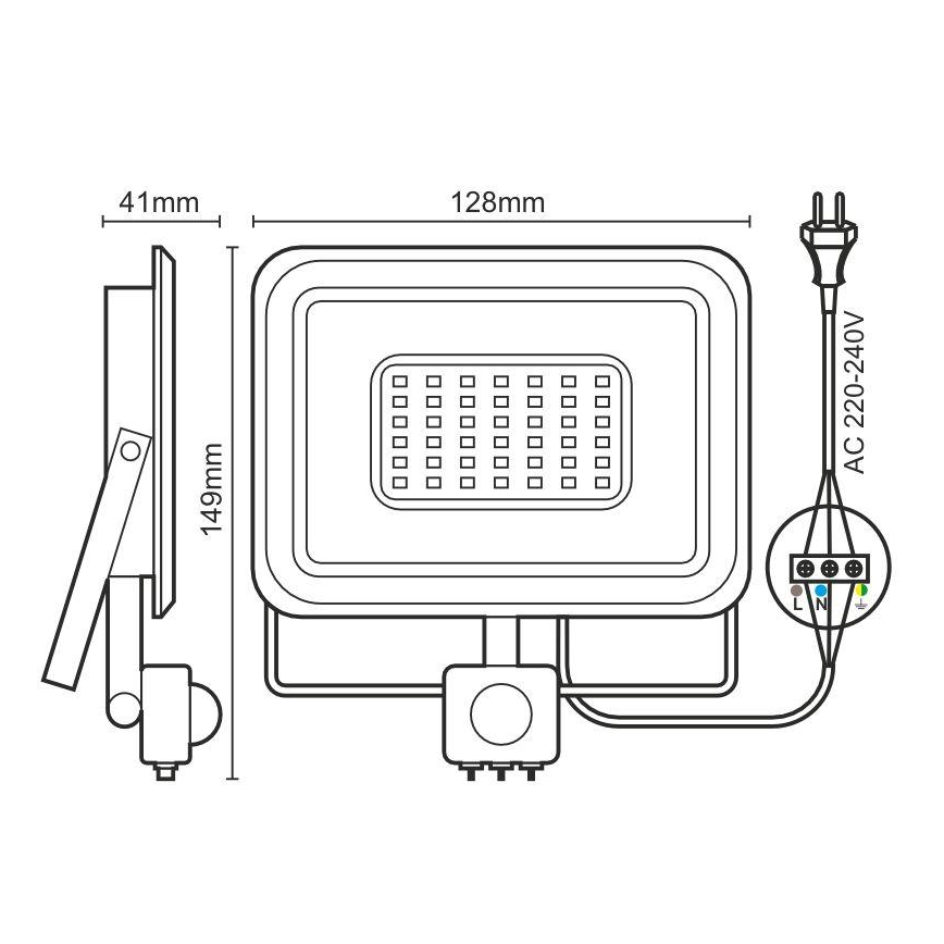 LED Reflektor sa senzorom LED/20W/230V 4000K IP44
