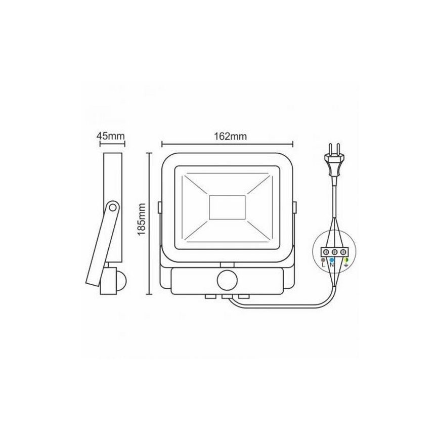 LED Reflektor sa senzorom LED/20W/265V 1800lm bijela IP65