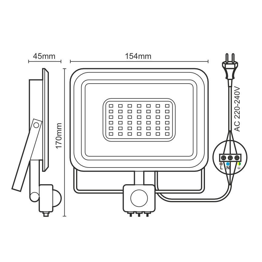 LED Reflektor sa senzorom LED/30W/230V 4000K IP44