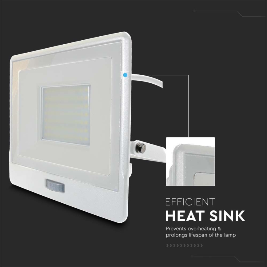 LED Reflektor sa senzorom LED/50W/230V 4000K IP65 bijela