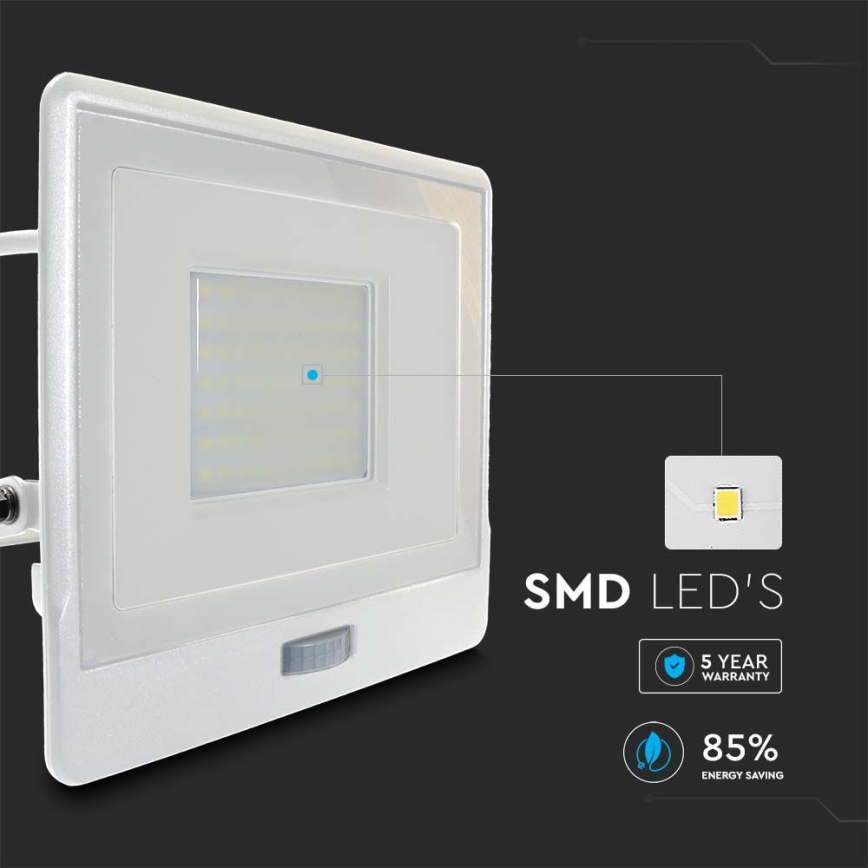 LED Reflektor sa senzorom LED/50W/230V 6500K IP65 bijela
