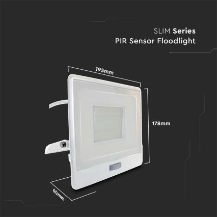 LED Reflektor sa senzorom LED/50W/230V 6500K IP65 bijela