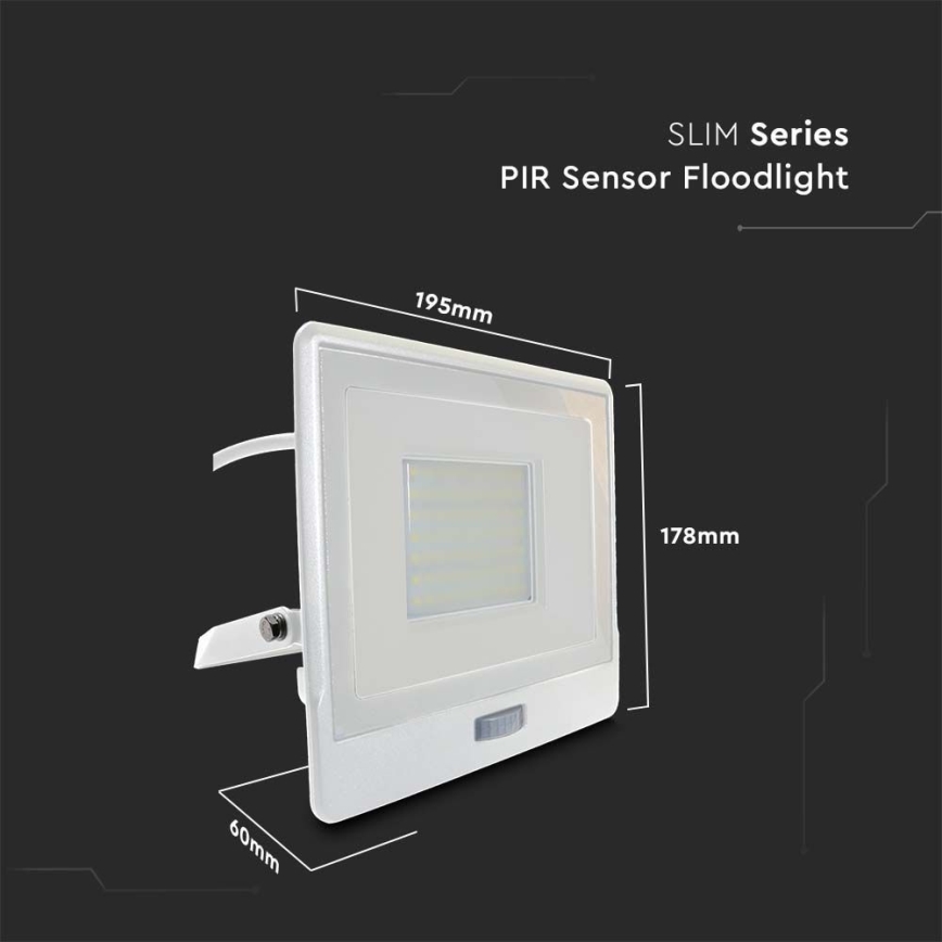 LED Reflektor sa senzorom LED/50W/230V 6500K IP65 bijela