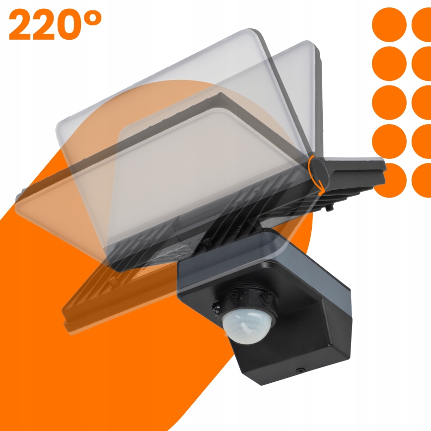 LED reflektor sa senzorom pokreta i sumraka LED/44W/230V 4200K IP54 crna