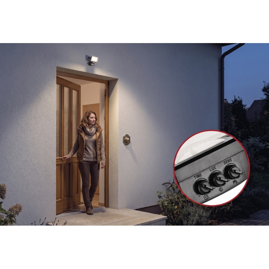 LED reflektor sa senzorom pokreta i sumraka TAMBO EVO LED/10W/230V 4000K IP44 crni