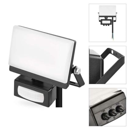 LED reflektor sa senzorom pokreta i sumraka TAMBO EVO LED/10W/230V 4000K IP44 crni