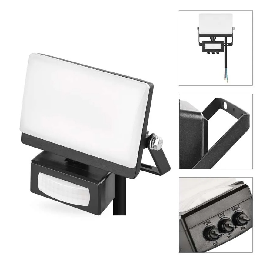LED reflektor sa senzorom pokreta i sumraka TAMBO EVO LED/10W/230V 4000K IP44 crni