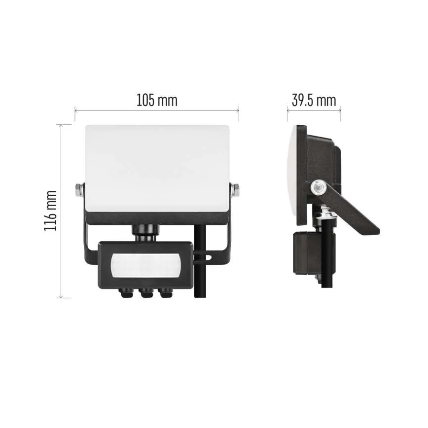 LED reflektor sa senzorom pokreta i sumraka TAMBO EVO LED/10W/230V 4000K IP44 crni