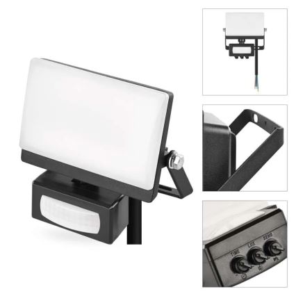 LED reflektor s senzorom pokreta i sumraka TAMBO EVO LED/20W/230V 4000K IP44 crna