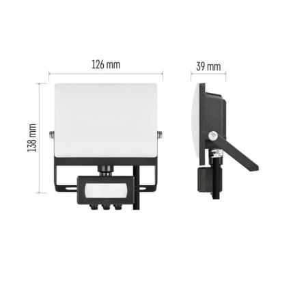 LED reflektor s senzorom pokreta i sumraka TAMBO EVO LED/20W/230V 4000K IP44 crna