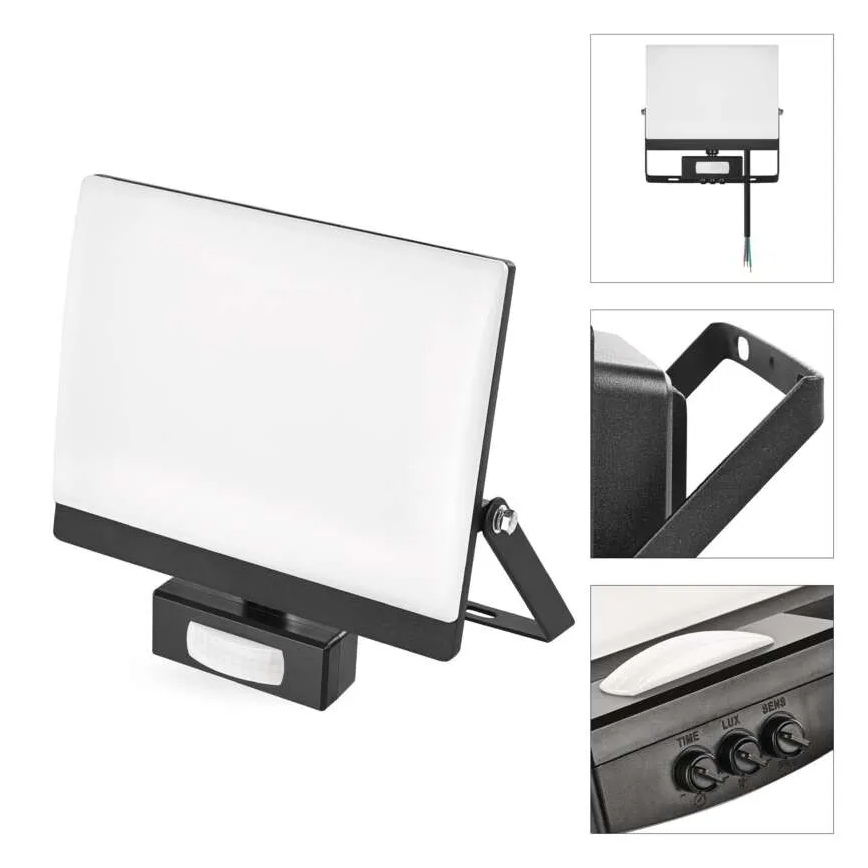 LED reflektor s senzorom pokreta i sumraka TAMBO EVO LED/50W/230V 4000K IP44 crna