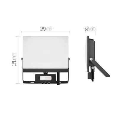 LED reflektor s senzorom pokreta i sumraka TAMBO EVO LED/50W/230V 4000K IP44 crna