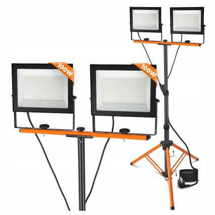 LED reflektor sa stalkom 2xLED/100W/230V 4500K IP65 crna/narančasta