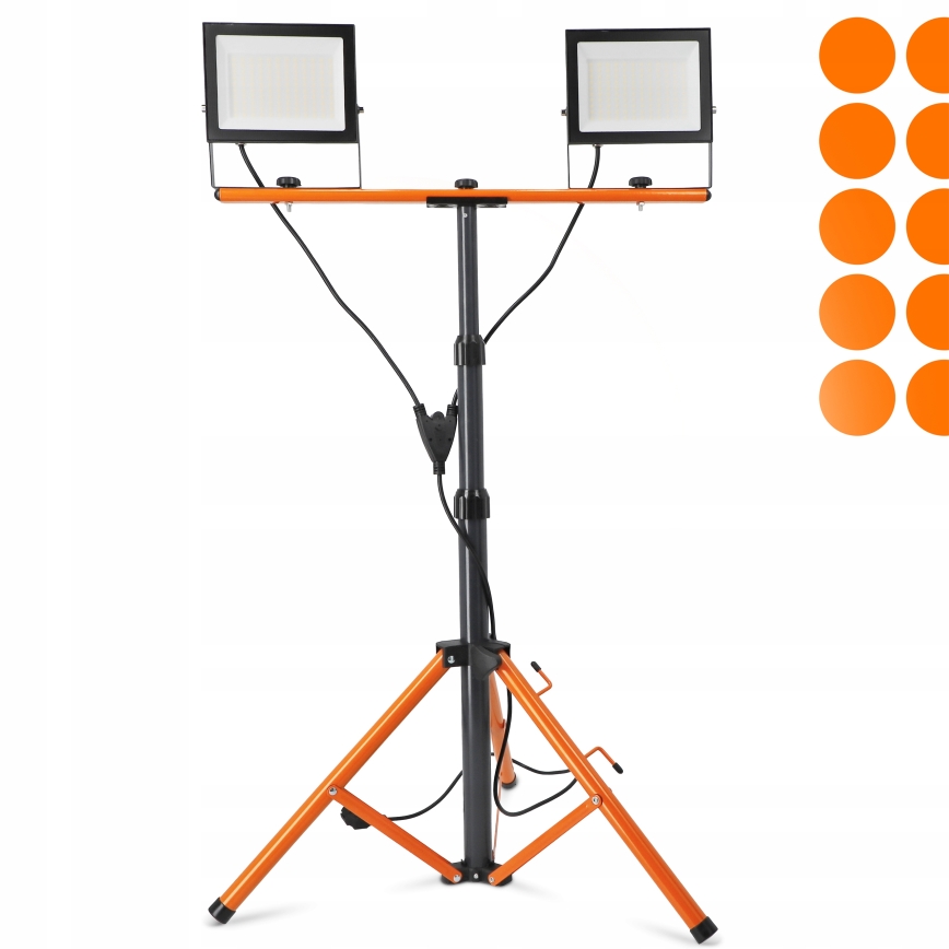LED reflektor sa stalkom 2xLED/100W/230V 4500K IP65 crna/narančasta