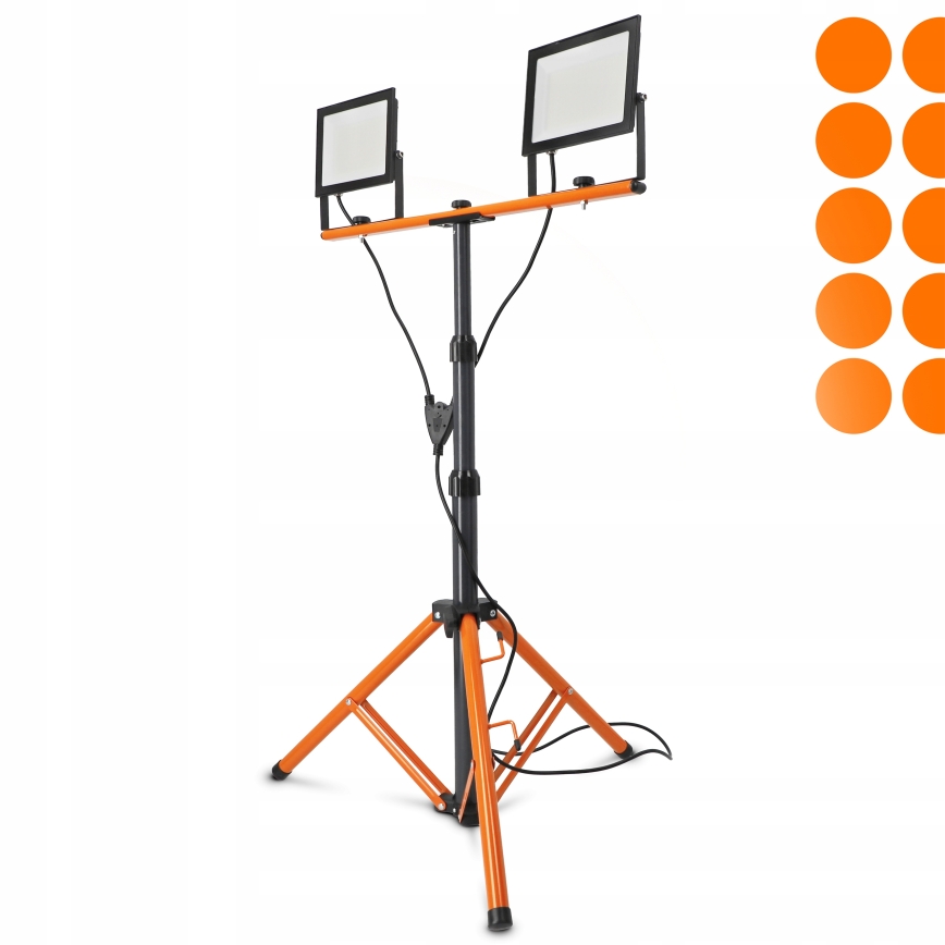 LED reflektor sa stalkom 2xLED/100W/230V 4500K IP65 crna/narančasta