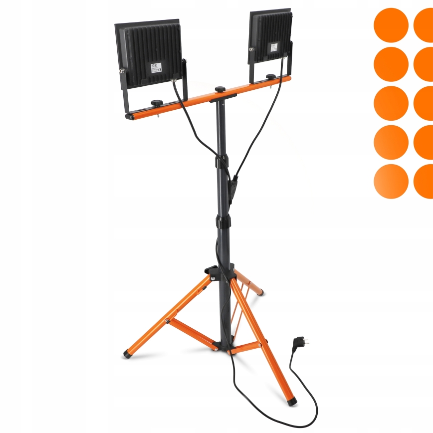 LED reflektor sa stalkom 2xLED/100W/230V 4500K IP65 crna/narančasta