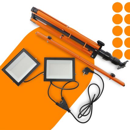 LED reflektor sa stalkom 2xLED/100W/230V 4500K IP65 crna/narančasta