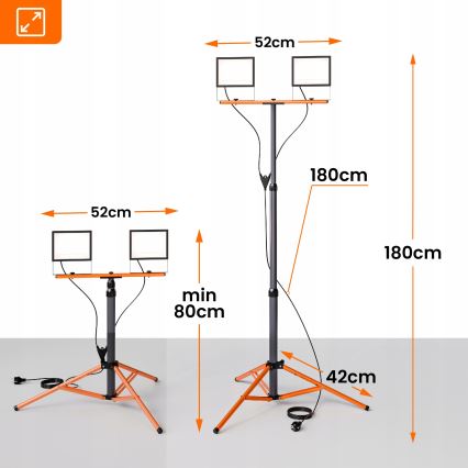 LED reflektor sa stalkom 2xLED/100W/230V 4500K IP65 crna/narančasta