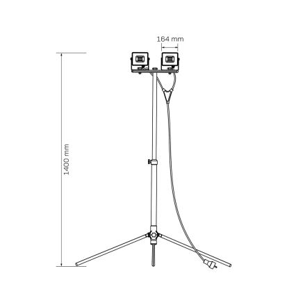 LED reflektor sa stalkom 2xLED/30W/230V 6500K IP65 žuta
