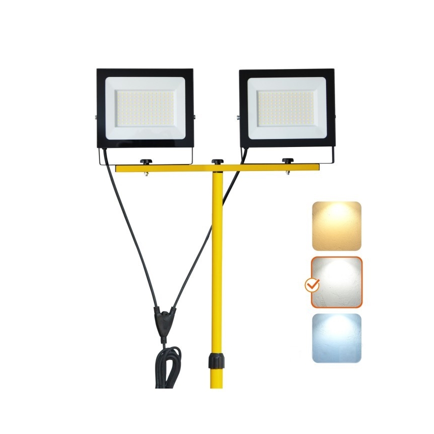 LED Reflektor sa stalkom TIGRA 2xLED/100W/230V 4000K IP54 crna/žuta