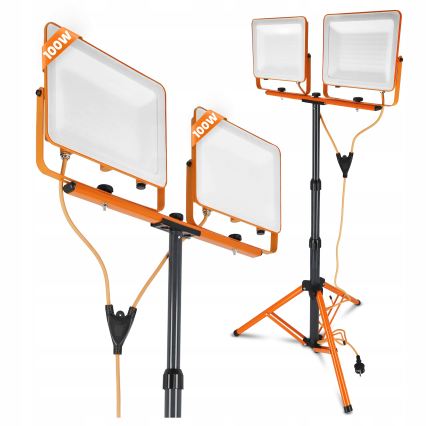 LED reflektor sa stativom 2xLED/100W/230V 4500K IP65 narančasta