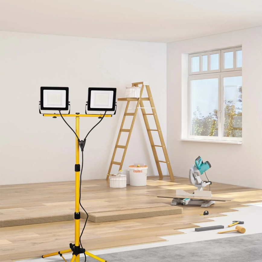 LED reflektor sa stativom 2xLED/50W/230V 6500K IP65 žuta