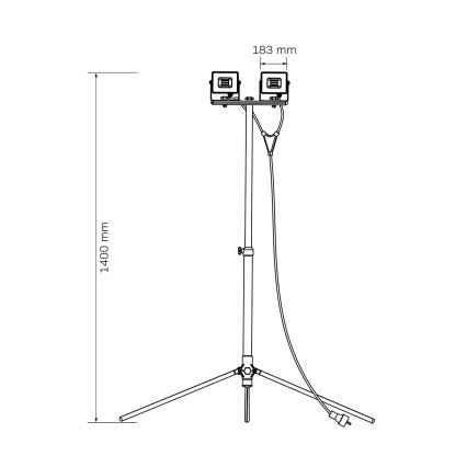 LED reflektor sa stativom 2xLED/50W/230V 6500K IP65 žuta