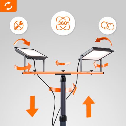 LED reflektor sa stojanom 2xLED/50W/230V 4500K IP65 crna/narančasta