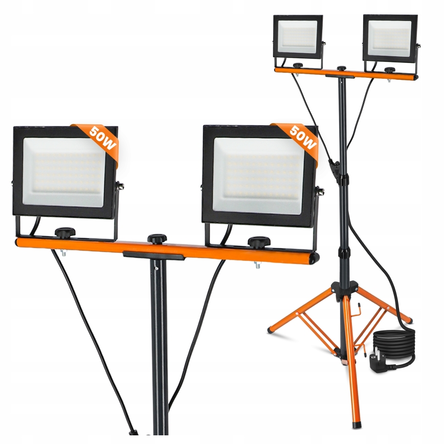 LED reflektor sa stojanom 2xLED/50W/230V 4500K IP65 crna/narančasta