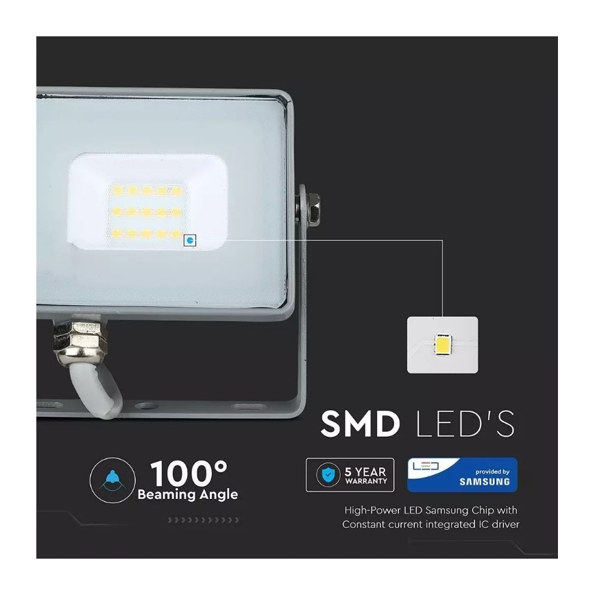 LED Reflektor SAMSUNG CHIP LED/10W/230V IP65 4000K siva