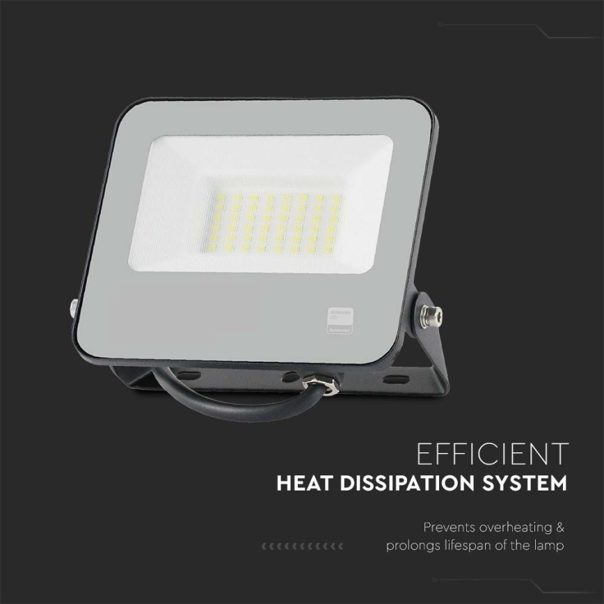 LED Reflektor SAMSUNG CHIP LED/30W/230V 4000K IP65 crna