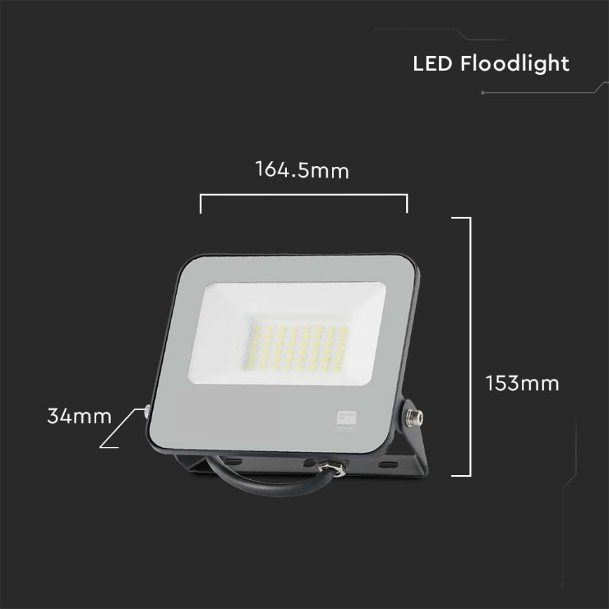 LED Reflektor SAMSUNG CHIP LED/30W/230V 4000K IP65 crna