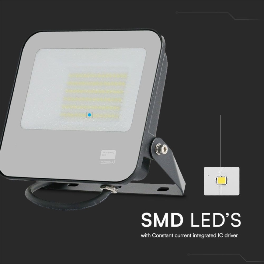LED Reflektor SAMSUNG CHIP LED/50W/230V 4000K IP65 crna