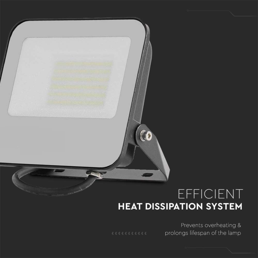 LED Reflektor SAMSUNG CHIP LED/50W/230V 4000K IP65 crna