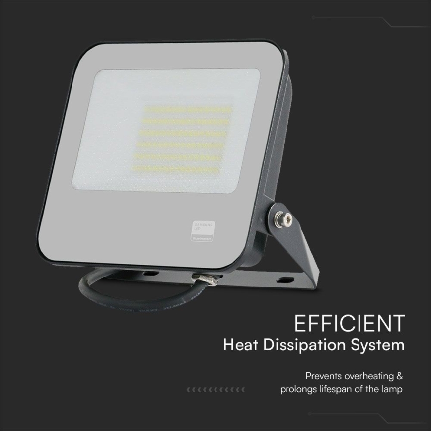 LED Reflektor SAMSUNG CHIP LED/50W/230V 6500K IP65 crna