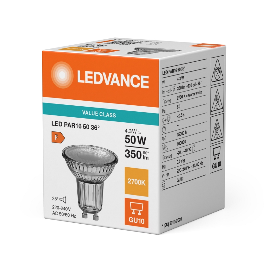 LED reflektorna žarulja PAR16 GU10/4,3W/230V 2700K 36° - Ledvance